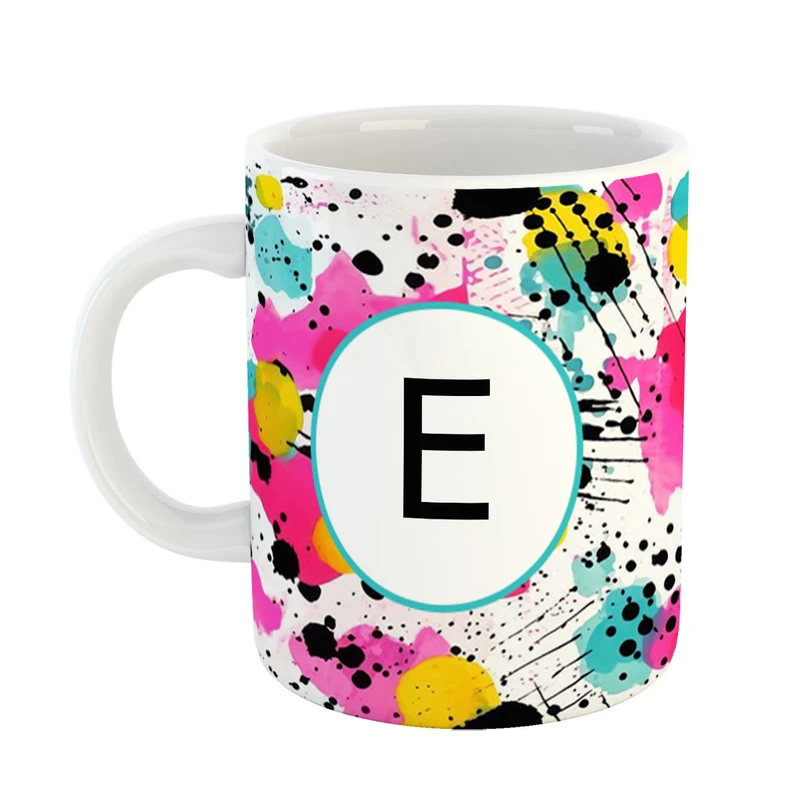 ماگ پادآفرین مدل فانتزی طرح حرف E کد 21