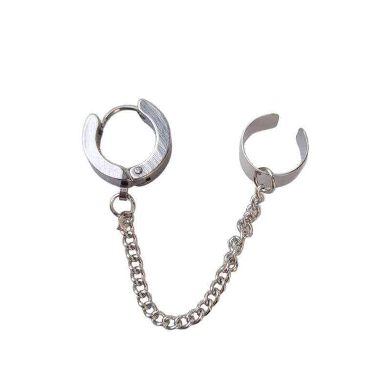 پیرسینگ گوش زنانه مدل حلقه ای آینه ای زنجیری