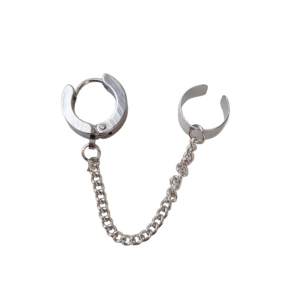 پیرسینگ گوش زنانه مدل حلقه ای آینه ای زنجیری