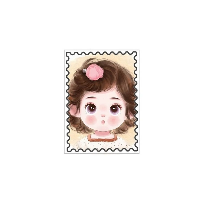 برچسب مدل تمبر فانتزی طرح دختر متعجب مجموعه 10 عددی