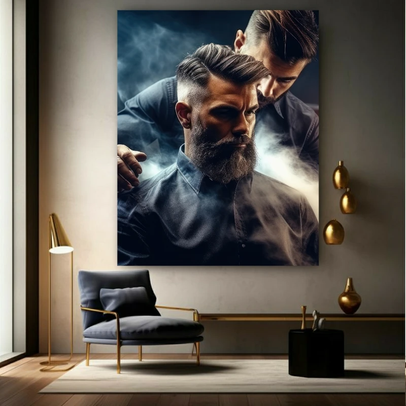 پوستر پارچه ای طرح آرایشگاه مردانه کد FP2162