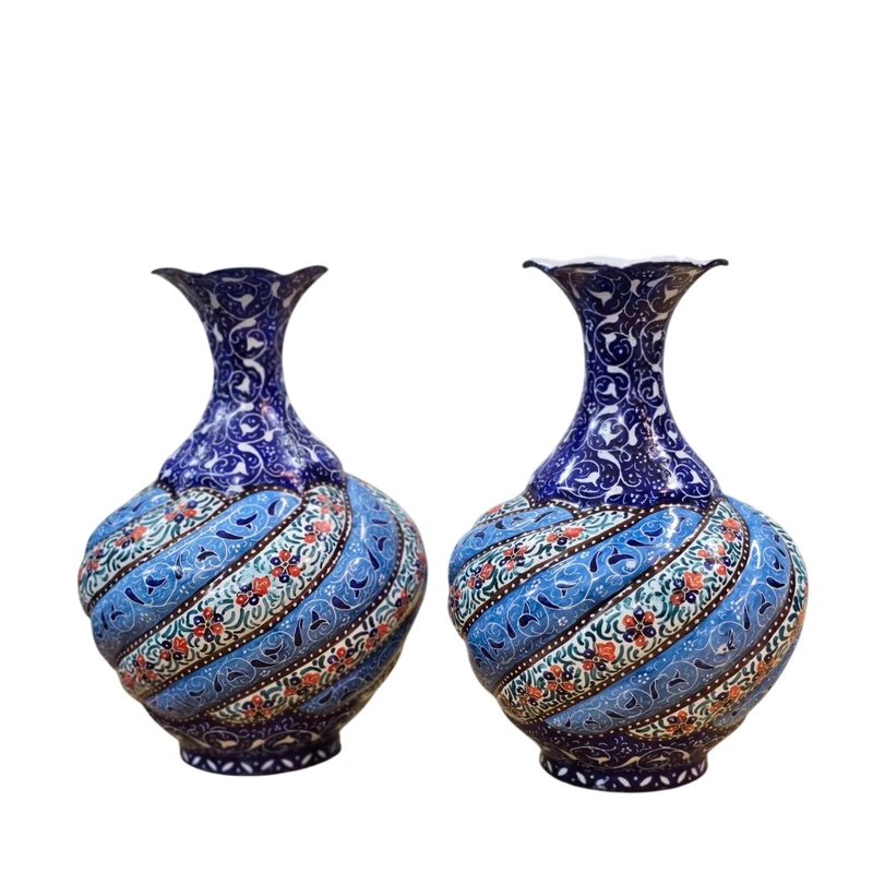 گلدان میناکاری مسی میناسرای نیکنامی کد 16 بسته دو عددی