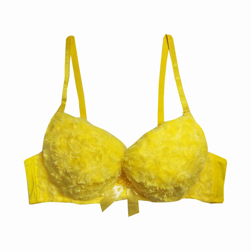 سوتین زنانه مدل تدی پشمی رنگ زرد