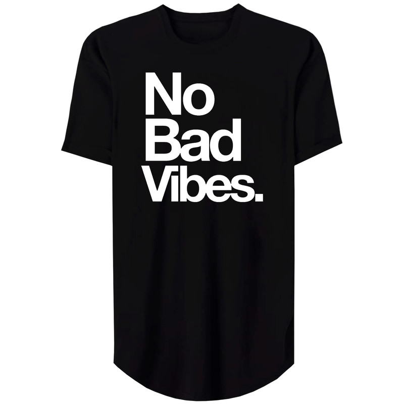تی شرت لانگ مردانه مدل No Bad Vibes کد MH55