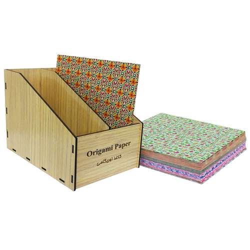کاغذ اوریگامی کد 20 بسته 120 عددی به همراه جعبه نگهدارنده کاغذ