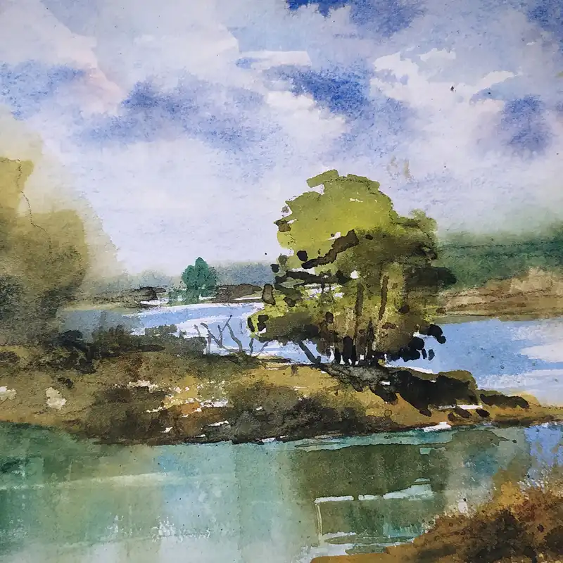 تابلو نقاشی آبرنگ طرح تالاب کد 133