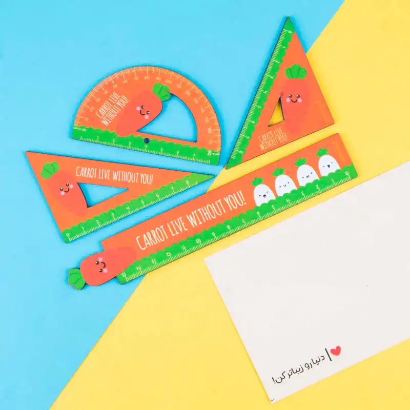 ست خط کش طرح هویج مجموعه 4 عددی