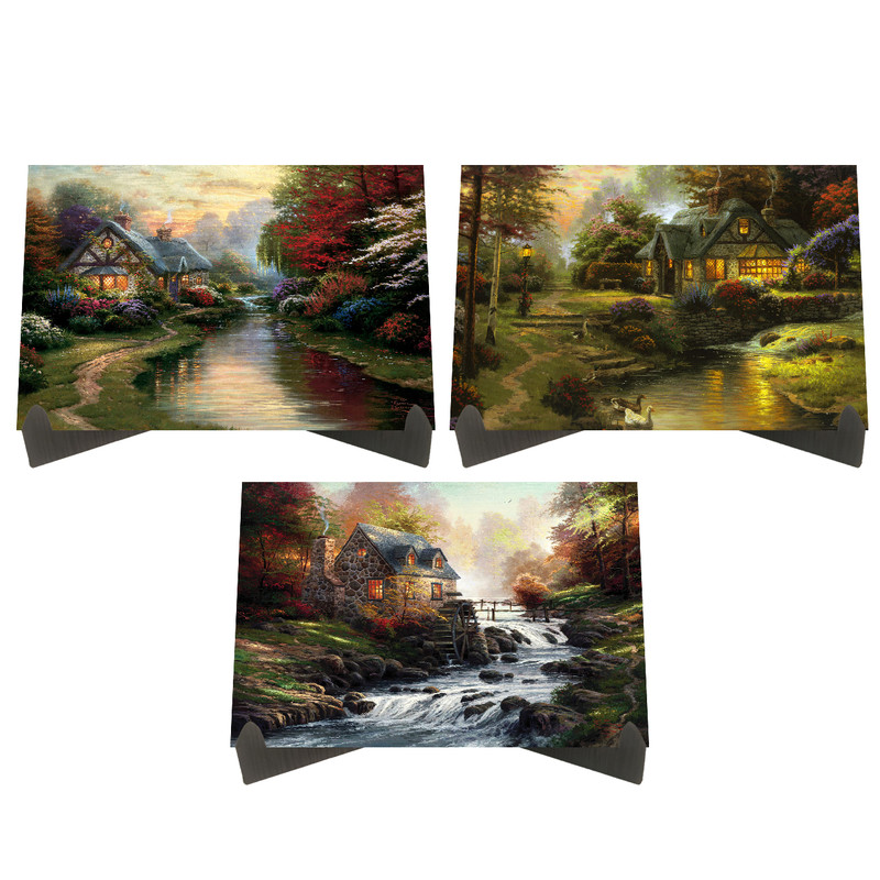 تابلو شاسی رومیزی طرح آثار توماس کینکد کد LS2378 مجموعه 3 عددی