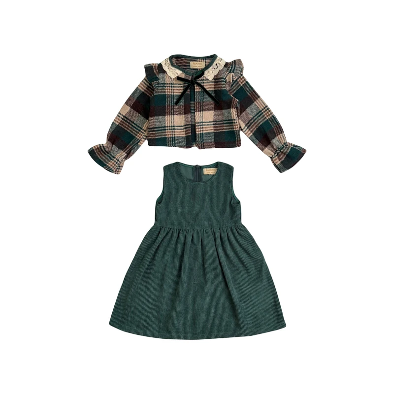 ست کت و سارافون دخترانه مدل زمرد کد ۸۴