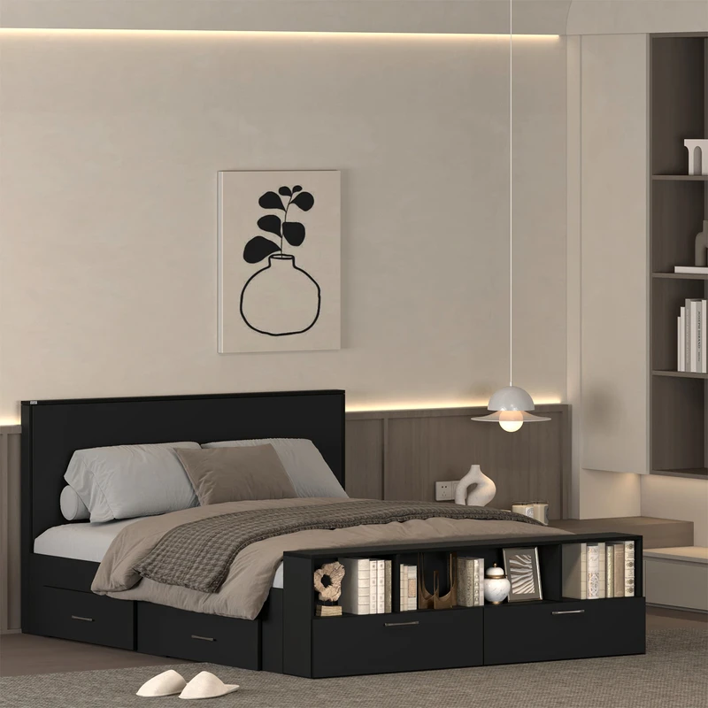 تخت‌خواب ملامینه دو نفره اعیان مدل FH1021 سایز 160 * 200 سانتی‌متر