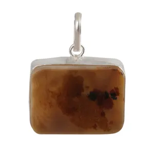 آویز گردنبند نقره زنانه بازرگانی میلادی مدل سنگ عقیق شجر کد PK_172