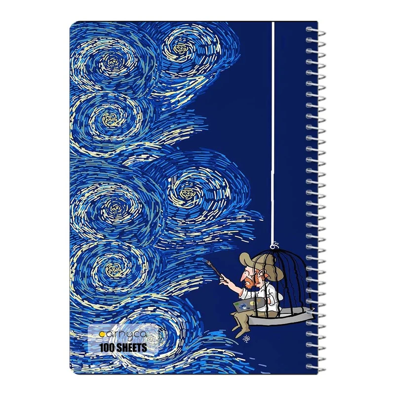 دفتر مشق 100 برگ سیمی کارنیکا طرح شب پرستاره فانتزی ون گوگ Fantasy Starry Night Van Gogh کد 59221