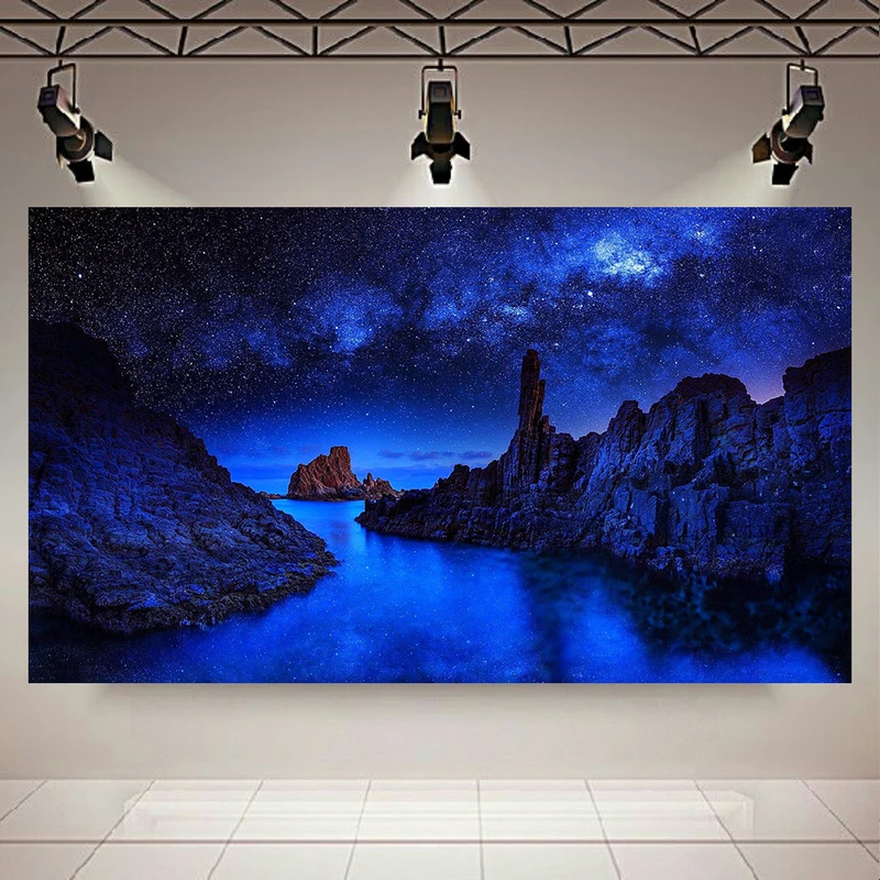 تابلو شاسی طرح کهکشان و ستارگان مدل صخره های سنگی کد AR6030