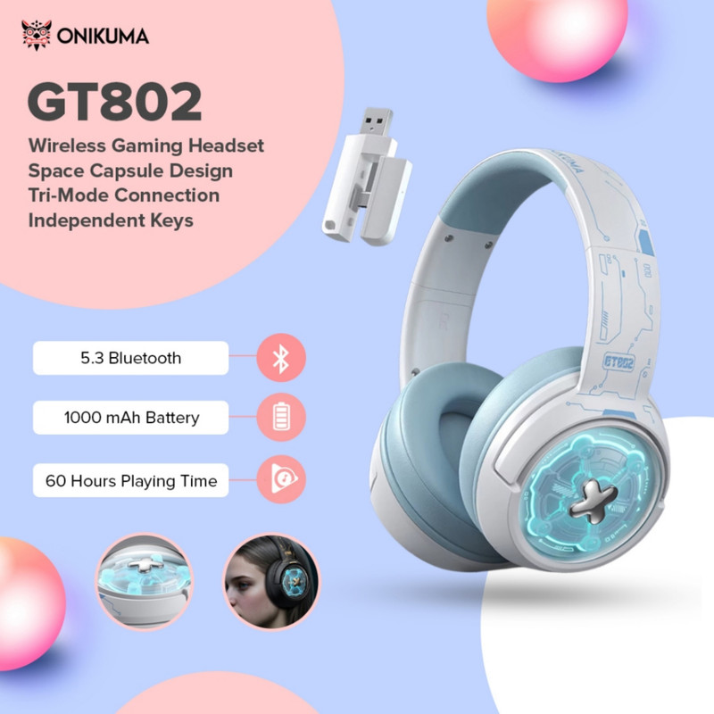 هدست گیمینگ سه‌حالته با نور RGB اونیکوما مدل GT802