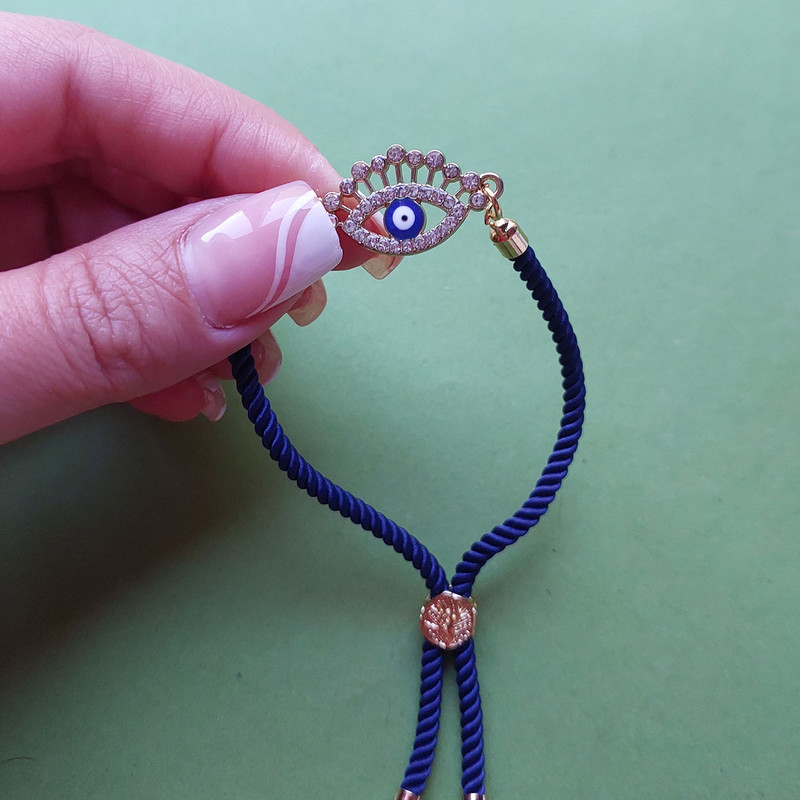 دستبند زنانه مدل آسانسوری طرح چشم نظر کد HC312