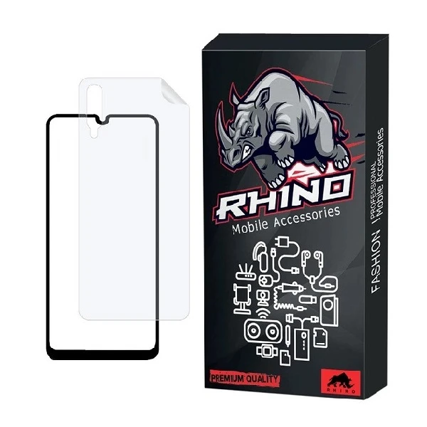 محافظ صفحه نمایش راینو مدل FUL مناسب برای گوشی موبایل سامسونگ Galaxy A70 به همراه محافظ پشت گوشی 