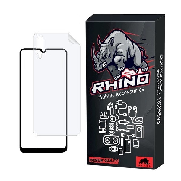 محافظ صفحه نمایش راینو مدل FUL مناسب برای گوشی موبایل سامسونگ Galaxy A70 به همراه محافظ پشت گوشی 