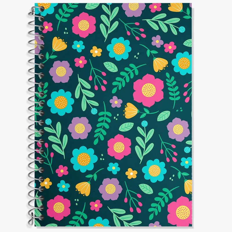 دفتر زبان 50 برگ خندالو مدل دو خط طرح گل گلی کد 29062