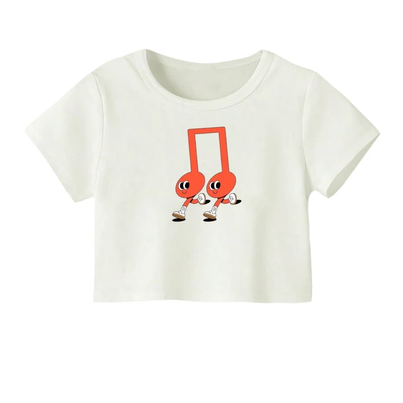 کراپ‌ تی‌شرت آستین کوتاه زنانه مدل موزیک کد 01