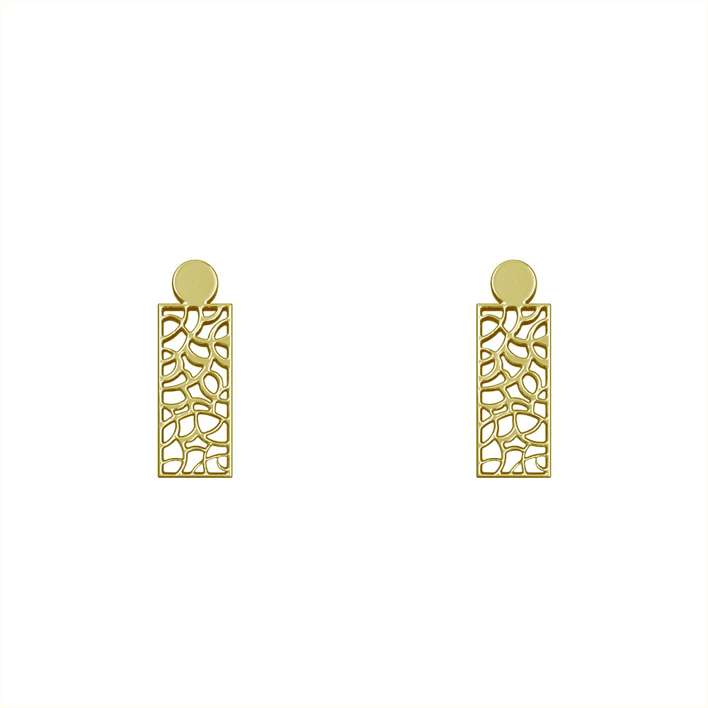 گوشواره طلا 18 عیار زنانه مدوپد مدل مستطیل کد GA1-10477