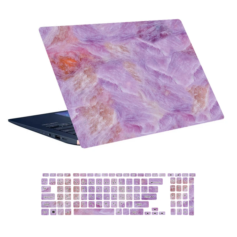 استیکر لپ تاپ توییجین و موییجین طرح Marble کد 44 مناسب برای لپ تاپ 15.6 اینچ به همراه برچسب حروف فارسی کیبورد 