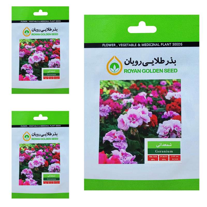 بذر گل شمعدانی بذر طلایی رویان کد BZT-157 مجموعه 3 عددی بذر گل شمعدانی بذر طلایی رویان کد BZT-157 مجموعه 3 عددی