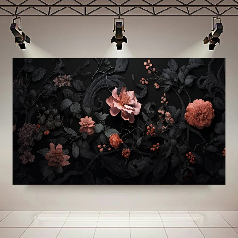 پوستر طرح مخمل دارک مدل گل های فانتزی کد AR304734