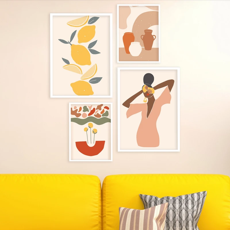 تابلو بکلیت طرح دکوراتیو دخترانه آفریقایی مدل W-589 مجموعه 4 عددی 