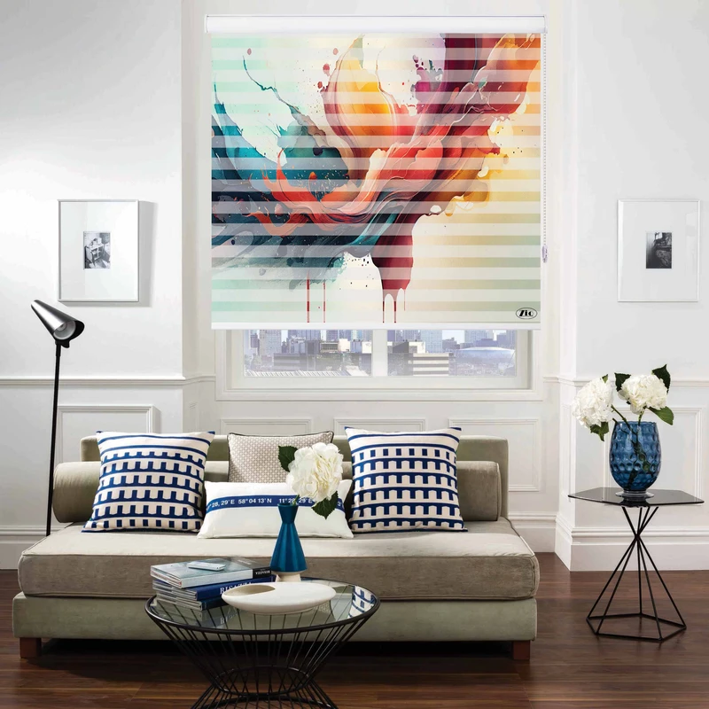 پرده زبرا زیو طرح watercolor-3 سایز 200x150 سانتی متر