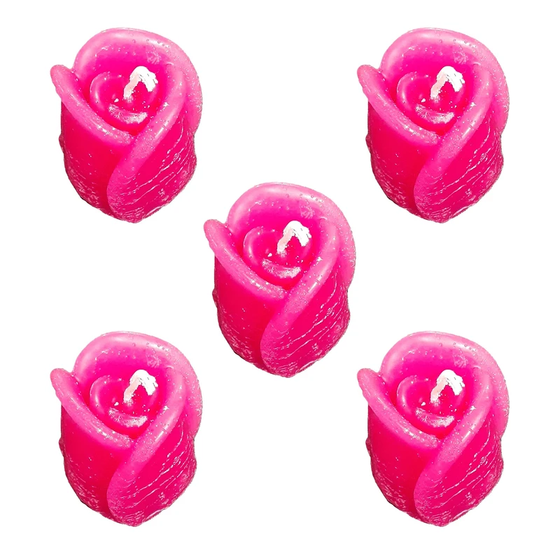 شمع دست‌ساز بدون‌بو مدل غنچه زمان اتمام 1 ساعت بسته ۵ عددی