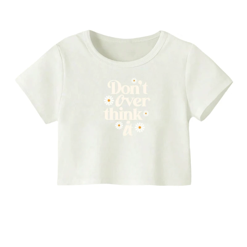 کراپ‌ تی‌شرت آستین کوتاه زنانه مدل تکست مینیمال کد 04