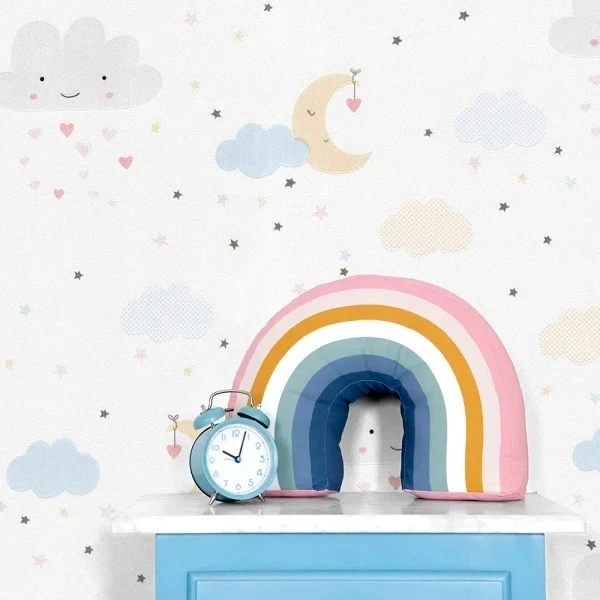 کاغذ دیواری اتاق کودک مدل ابر و آسمان مجموعه 2 عددی