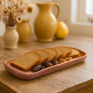 ظرف سرو سفالی بومی مدل لعاب دار