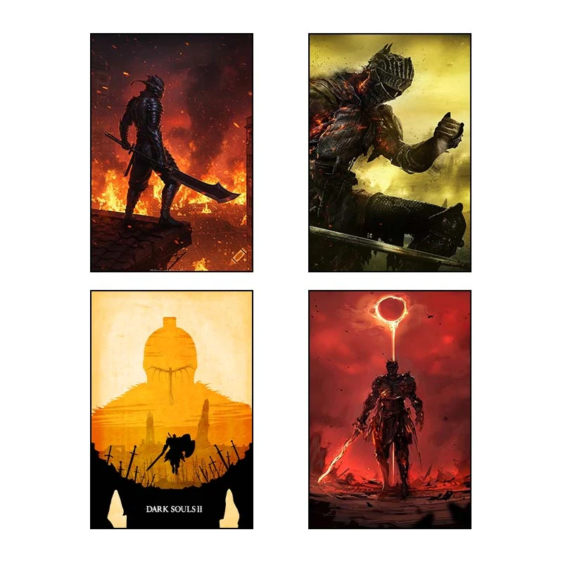 تابلو شاسي کارنيکا طرح دارک سولز Dark Souls کد 70861 مجموعه 4 عددی