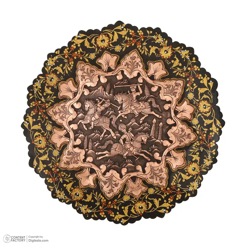 بشقاب دیوارکوب قلمزنی قهرمانی طرح چوگان کد 915