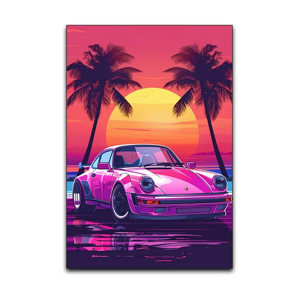 تابلو شاسی گوفی مدل ماشین اسپورت پورش صورتی طرح Porsche Sport Car کد PINK44