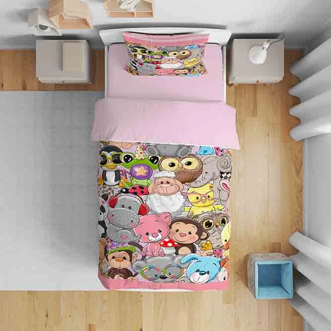 سرویس روتختی کودک مدل حیوانات کارتونی 5063 تک نفره 5 تکه