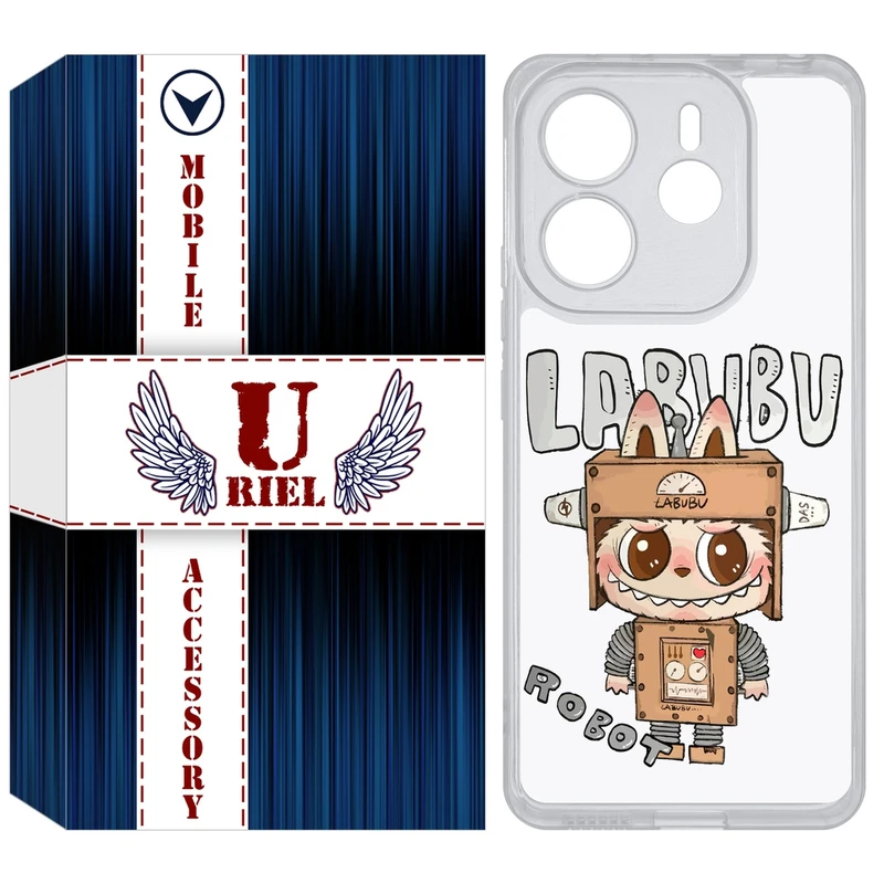 کاور یوریل قاب مدل Clear کد 121 طرح لبوبو Labubu مناسب برای گوشی موبایل شیائومی Redmi Note 14 4G