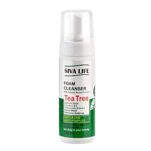 فوم شستشو صورت سیوا لایف مدل tea tree حجم 150 میلی لیتر