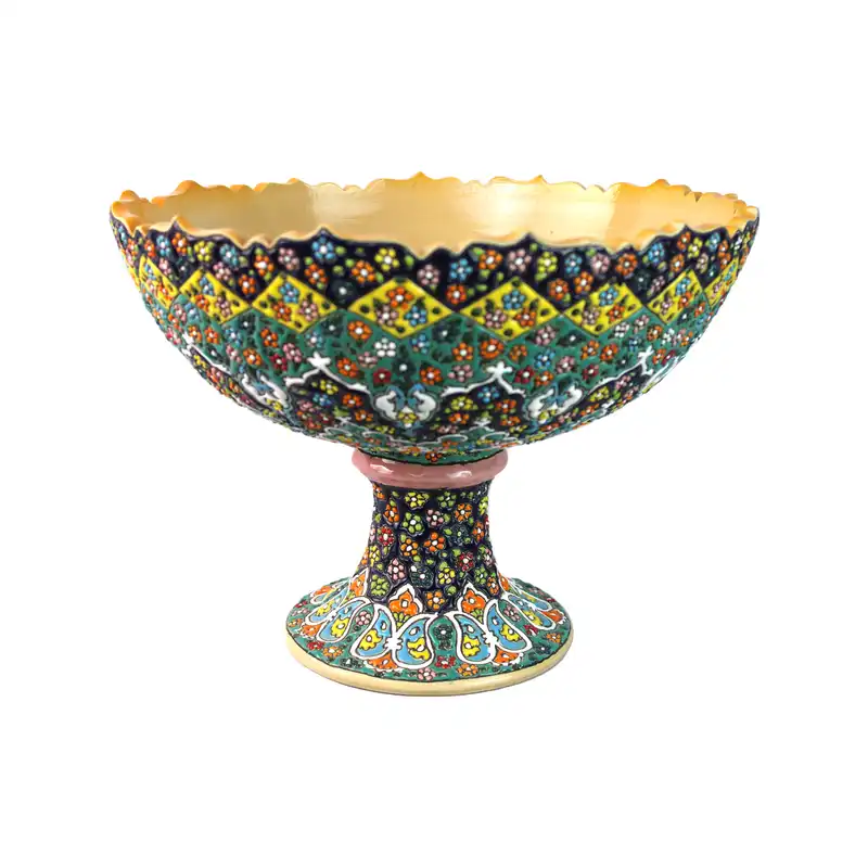 میوه خوری مینا کاری مدل پایه دار کد m30