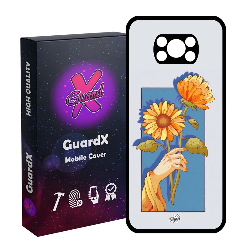 کاور گارد ایکس طرح گل و دست مدل Glass10675 مناسب برای گوشی موبایل شیائومی Poco X3 NFC/Poco X3/Poco X3 Pro