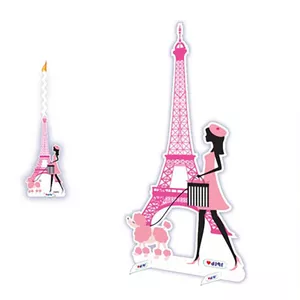 استند رومیزی تزئینی طرح دختر پاریس به همراه شمع