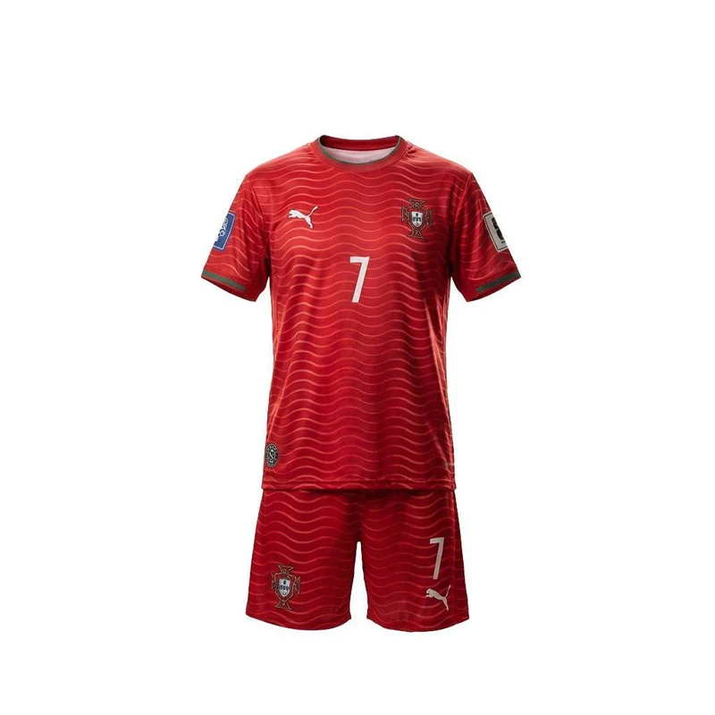 ست تی‌شرت و شلوارک ورزشی مردانه مدل تیم ملی پرتغال طرح رونالدو جام جهانی 2026