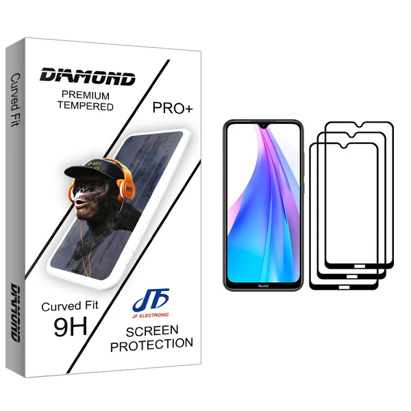 محافظ صفحه نمایش جی اف مدل Diamond glass مناسب برای گوشی موبایل شیائومی Redmi Note 8T بسته سه عددی
