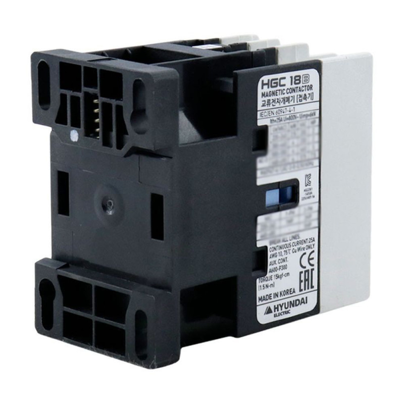 کنتاکتور 18 آمپر مخصوص تابلو فرمان آسانسور هیوندای مدل HGC - 18 کنتاکتور 18 آمپر مخصوص تابلو فرمان آسانسور هیوندای مدل HGC - 18