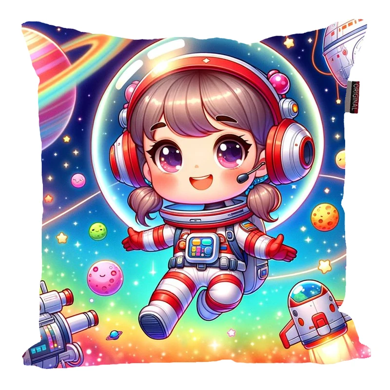 کوسن پاد آفرین مدل فضانورد سیاره منظومه شمسی موشک آدم فضایی کد PK401491 سایز 40*40 سانتی متر