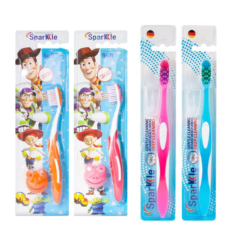 مسواک اسپارکل مدل toy family & S9-Soft مجموعه 4 عددی