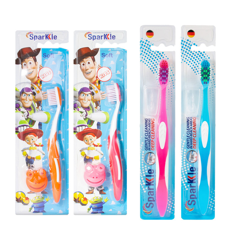 مسواک اسپارکل مدل toy family & S9-Hard مجموعه 4 عددی