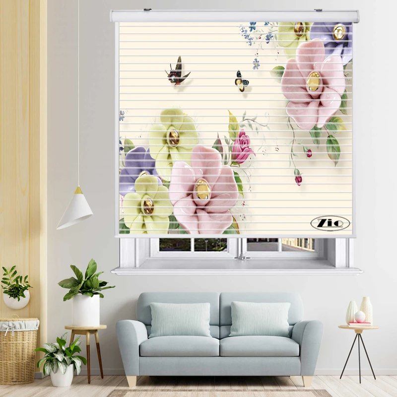 پرده زبرا زیو مدل سیلوئت 3D1526 سایز 150x150 سانتی متر