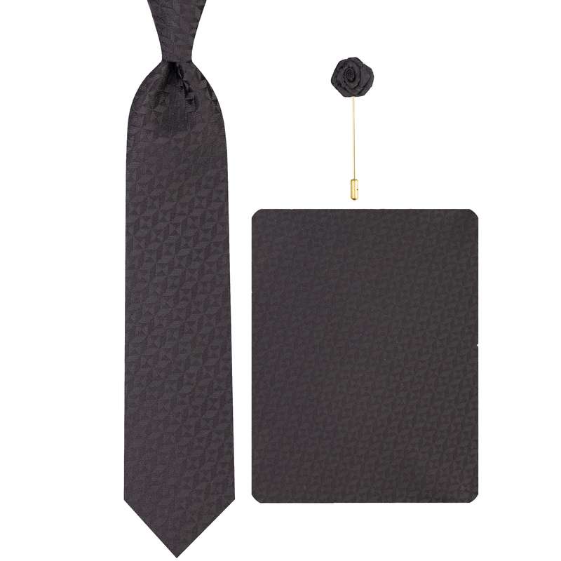 ست کراوات و دستمال جیب و گل کت مردانه جیان فرانکو روسی مدل GF-CA2511-BK